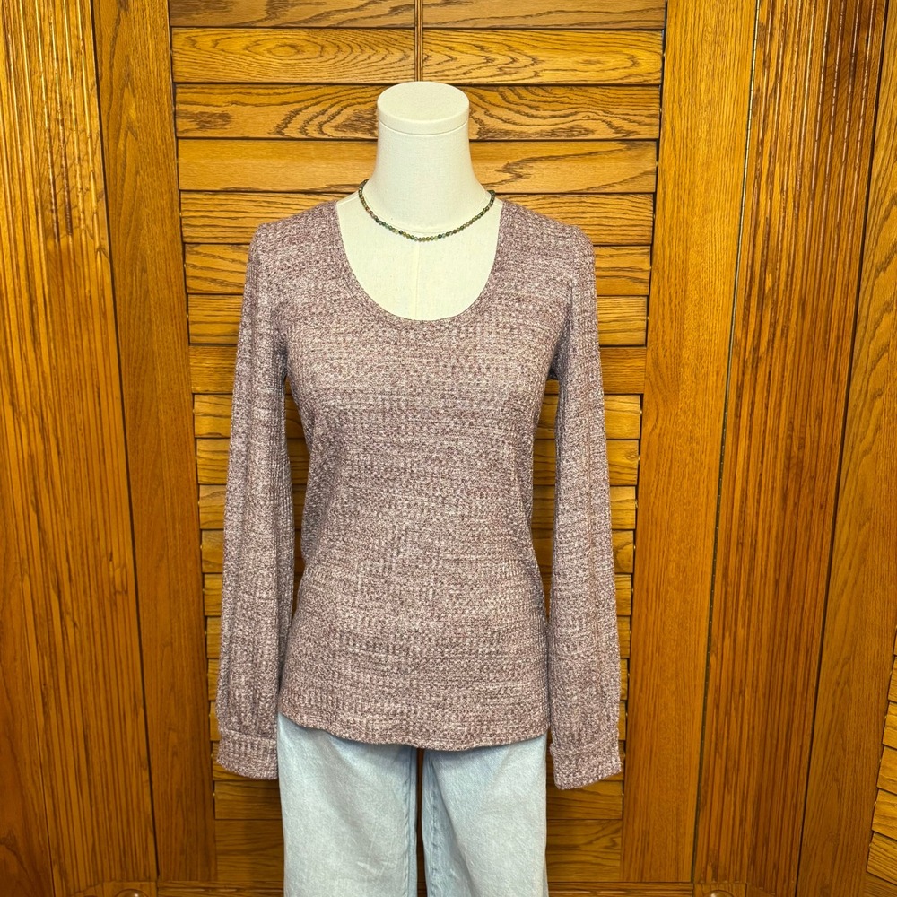 Express One Eleven Womens Small Mauve Pink Waffle Knit Scoop Neck Top NWT